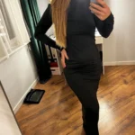Hugcitar Spring Elegant Long Sleeve Backless Solid Cuched Sexy Bodycon Maxi Prom Dress Women Outfit Evening Party Festival Y2K photo review