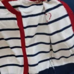 Autumn And Winter New Stripes Color Matching Button Round Neck Knitted Cardigan Women Long-sleeved Sweater All-match photo review