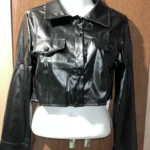 Xeemilo Autumn Faux Leather Short Jacket Y2K Turn-down Collar Fashion Botton Decoration PU Coat 2022 Grunge Street Casual Coats photo review