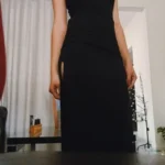 Sexy Black Long Bodycon Dress Women Summer Sleeveless Blackless Halter Neck Spaghetti Strap Dresses High Split Vestidos photo review