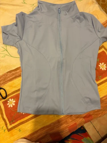 Summer High Quality Waist Slimming Training Tops Women's Quick-drying Tight Stand Collar Full Zipper Short Sleeves Yoga shirts photo review