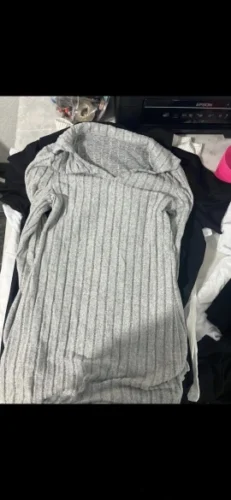 Women sexy knit V-neck reverse neck split dress autumn winter full sleeve elastic basic body sweater photo review