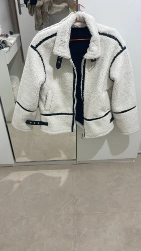 2024 RARF Autumn New Women's European and American Style Artificial Fur Effect Motorcycle Jacket Coat with Fur Integration photo review