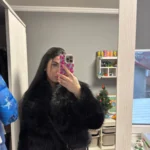 TRAFZA Women Fashion Cropped Faux Fur Jacket Coat Long Sleeve Front Snap-button Female Outerwear Chic Lapel Collar Thick Coat photo review