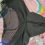 Street Sport Drop Shoulder Drawstring Hollow Out Super Crop Sports Hoodie Without Cami Top photo review