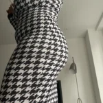 Houndstooth Print Women Long Sleeve Midi Dress Hollow Out Bodycon Sexy Streetwear 2022 Autumn Winter Club Elegant Slim photo review