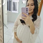 Boho Cotton Maternity Photo Shoot Dress Beige Bohemian Lace Stiches Cotton Pregnant Woman Photography Long Dresses photo review