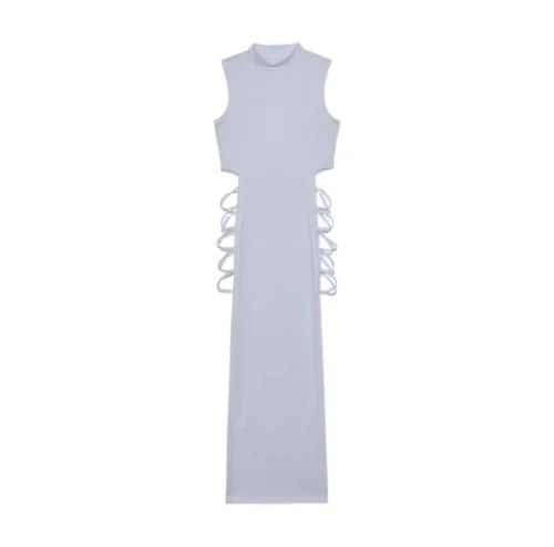 Criss Cross Cut Out Dress, Sexy Bodycon Mock Neck Sleeveless Dress, Women's Clothing photo review