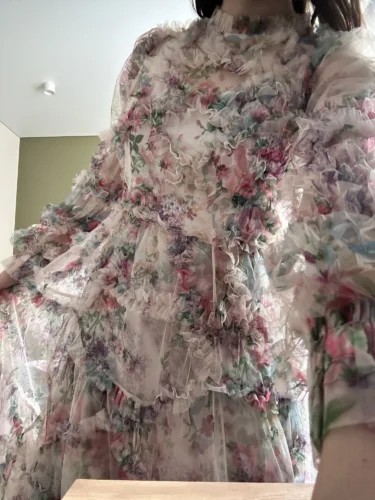 Elegant Sexy Lace Floral Prom Dresses Pleated Long Woman Wedding Party Dress Luxury Long Sleeve Gala Evening Dresses Women 2024 photo review