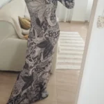 Weird Puss Mesh Print Women Maxi Dress Turtleneck Full Sleeve Bodycon Autumn Trendy Hipsters High Street Party Y2K Attirewear photo review