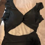 Contrast Mesh One Piece Swimsuit, V Neck Solid Color Backless Tummy Control High Cut Bathing Suit, Women's Swimwear & Clothing photo review