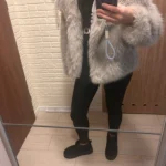 TRAFZA Women Fashion Cropped Faux Fur Jacket Coat Long Sleeve Front Snap-button Female Outerwear Chic Lapel Collar Thick Coat photo review