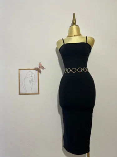 2025 New Spring Summer Women's High Elastic Sleeveless Backless Dress Long Sling Dresses Club Sexy Suspender Dress photo review