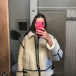 2024 RARF Autumn New Women's European and American Style Artificial Fur Effect Motorcycle Jacket Coat with Fur Integration photo review