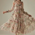 Elegant Sexy Lace Floral Prom Dresses Pleated Long Woman Wedding Party Dress Luxury Long Sleeve Gala Evening Dresses Women 2024 photo review