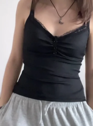 GIDYQ Summer Lace Women Camis Korean Fashion Streetwear Sexy Crop Tops Harajuku Casual Female All Match Tanks New photo review