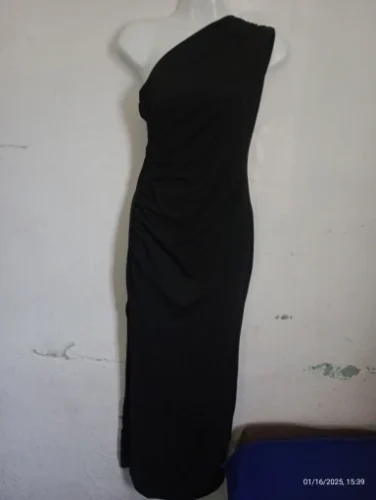 Black Maxi Dress Women Elegant Party Summer Fashion Sexy Split Sleeveless Backless Dress Off Shoulder Streetwear Club Slim Dress photo review