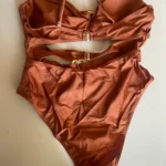 3 Colors Sexy Metal Rings Cut Out Women Swimwear One Piece Swimsuit Female Bandeau High Leg Cut Bather Bathing Suit Swim B022D photo review