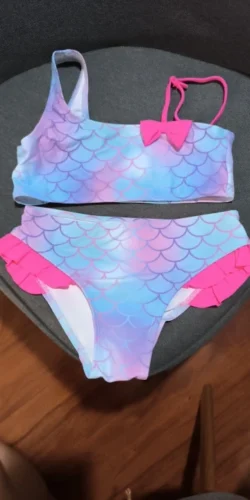 Girl's Swimsuit Fashion Mermaid Scale Print Children's Bikini Swimsuit photo review