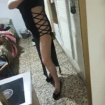 Criss Cross Cut Out Dress, Sexy Bodycon Mock Neck Sleeveless Dress, Women's Clothing photo review