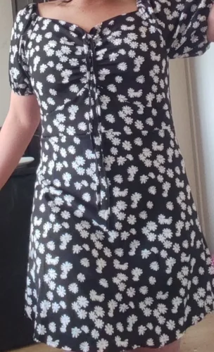 Women Mini Dresses Summer Fashion Female Vestidos Print Floral Chiffon Dresses Shirring Pleated Short Puffy Sleeve Casual Dress photo review