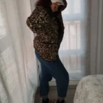 TRAF Leopard Print Jackets for Women Coats Oversized Jackets Woman 2024 Snap Button Overcoat Female Long Sleeve Women's Jacket photo review
