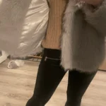 TRAFZA Women Fashion Cropped Faux Fur Jacket Coat Long Sleeve Front Snap-button Female Outerwear Chic Lapel Collar Thick Coat photo review