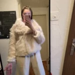 TRAFZA Women Fashion Cropped Faux Fur Jacket Coat Long Sleeve Front Snap-button Female Outerwear Chic Lapel Collar Thick Coat photo review