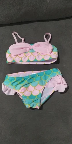 Girl's Swimsuit Fashion Mermaid Scale Print Children's Bikini Swimsuit photo review