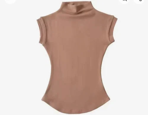 Women Summer Sexy Turtleneck Sleeveless T-Shirts Tops Solid Slim Fit Pullovers Causal Tees Shirts Female Streetwear Basics Tees photo review