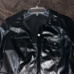 Xeemilo Autumn Faux Leather Short Jacket Y2K Turn-down Collar Fashion Botton Decoration PU Coat 2022 Grunge Street Casual Coats photo review