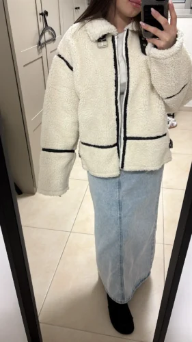2024 RARF Autumn New Women's European and American Style Artificial Fur Effect Motorcycle Jacket Coat with Fur Integration photo review