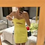 TRZA-Women's Strapless Hollow Out Mini Dress, Sexy Sweetheart Neck, Back Zipper, Female Dresses, Fashion photo review