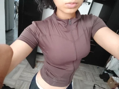 Summer High Quality Waist Slimming Training Tops Women's Quick-drying Tight Stand Collar Full Zipper Short Sleeves Yoga shirts photo review