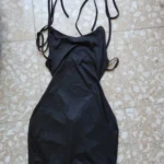 2024 European and American New High end Y2K Sexy Open Back Lace up Slim Fit Spicy Girl Short Skirt photo review