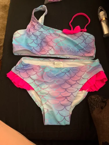 Girl's Swimsuit Fashion Mermaid Scale Print Children's Bikini Swimsuit photo review
