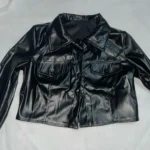 Xeemilo Autumn Faux Leather Short Jacket Y2K Turn-down Collar Fashion Botton Decoration PU Coat 2022 Grunge Street Casual Coats photo review