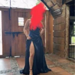 Burgundy Satin Beach Maxi Women Dress for Christmas Sexy Side Slit Adjustable Straps Evening Prom Dress Cheap Bridesmaid Dresses photo review