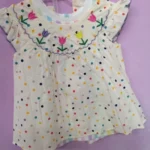 New Cute Girl'S Dress Sweet Rose Embroidered Small Round Dots Korean Version Loose Bubble Sleeve Cotton Beach Skirt photo review