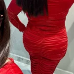 Autumn and Winter Women Sexy Bodycon Dress Square Neck Long Sleeved Ladies Evening Dresses photo review