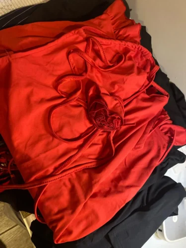 2024 European and American New High end Y2K Sexy Open Back Lace up Slim Fit Spicy Girl Short Skirt photo review