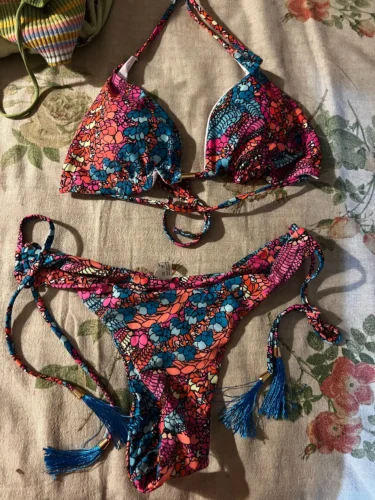 2022 Sexy Bikini Floral Print Swimwear String Bikini Set Push Up Swimsuit Bikinis Women Biquini Beach Bathing Suit Women photo review