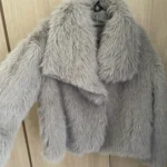 TRAFZA Women Fashion Cropped Faux Fur Jacket Coat Long Sleeve Front Snap-button Female Outerwear Chic Lapel Collar Thick Coat photo review