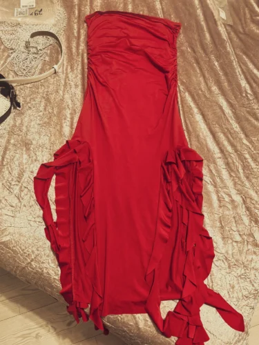 European and American Style Women's Dress 2024 Summer New Fashion Sexy Personality Wrapped Chest Irregular photo review