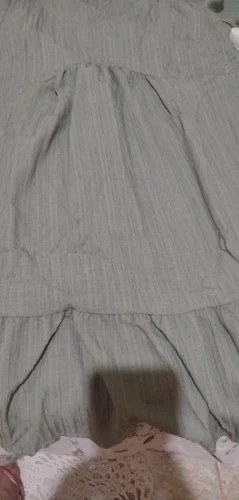 Women Summer Peplum Dresses Spring V-Neck Short Sleeve Loose Waist Ruffle Fit Flare Vocation Dresses photo review