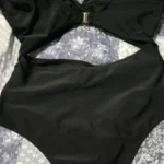 Contrast Mesh One Piece Swimsuit, V Neck Solid Color Backless Tummy Control High Cut Bathing Suit, Women's Swimwear & Clothing photo review