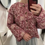 Elegant Women Floral Print Jacket Fashion Long Sleeve Vintage Autumn Winter Warm Coats Casual Communte O-Neck Chic Quilted Coat photo review