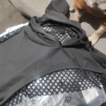 Street Sport Drop Shoulder Drawstring Hollow Out Super Crop Sports Hoodie Without Cami Top photo review