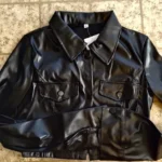 Xeemilo Autumn Faux Leather Short Jacket Y2K Turn-down Collar Fashion Botton Decoration PU Coat 2022 Grunge Street Casual Coats photo review