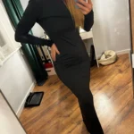 Hugcitar Spring Elegant Long Sleeve Backless Solid Cuched Sexy Bodycon Maxi Prom Dress Women Outfit Evening Party Festival Y2K photo review
